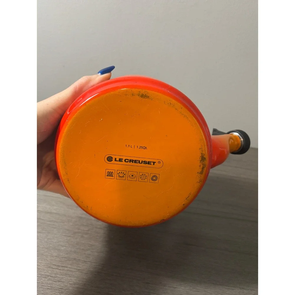 Le Creuset Enamel on Steel Whistling Tea Kettle 1.25 Quarts In Color Flame